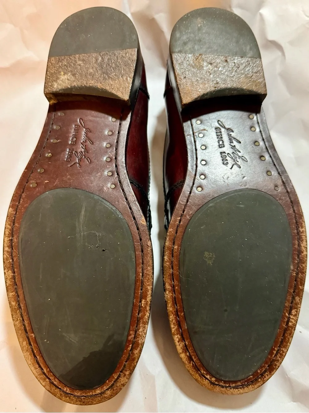 Frye Men's Burgundy Leather Penny Loafers